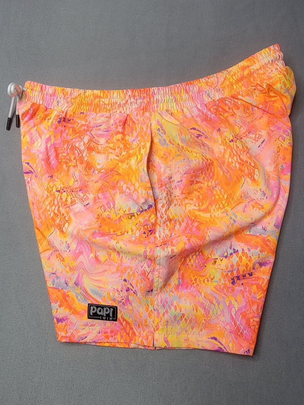 Papi Mens Swin Shorts   Neon Coral & Pink Swim Trunks Size XXL